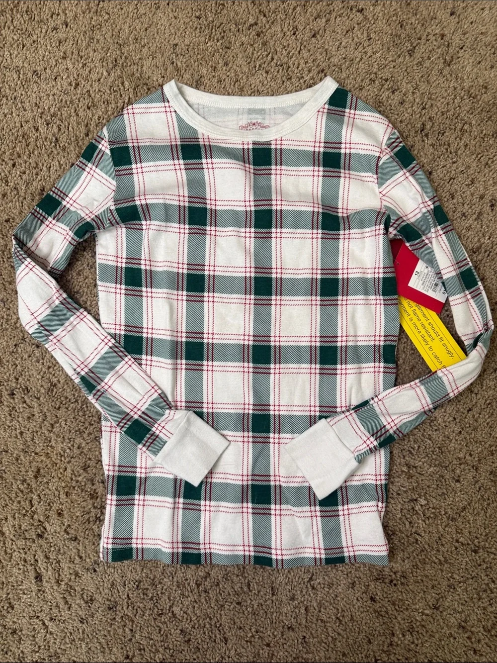 Wondershop White, Green & Red Plaid Kids Thermal Pajama Set
